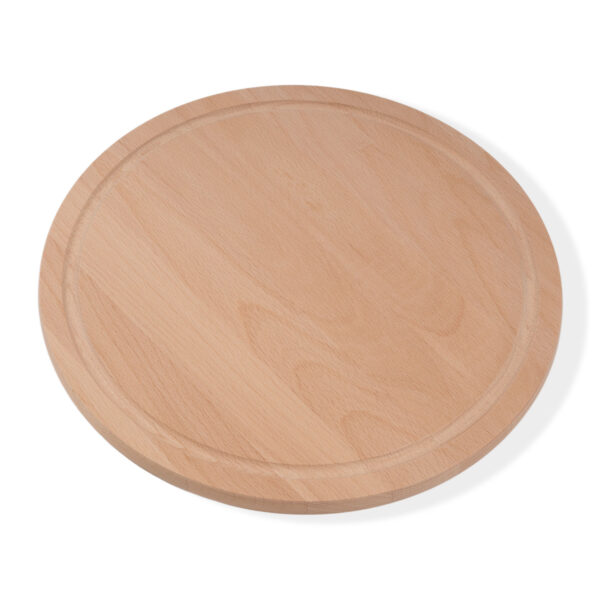 B-WARE, PIZZABRETT FRÜHSTÜCKSBRETT RUND DURCHMESSER 32 CM 1.5 CM DICK BUCHE GEDÄMPFT