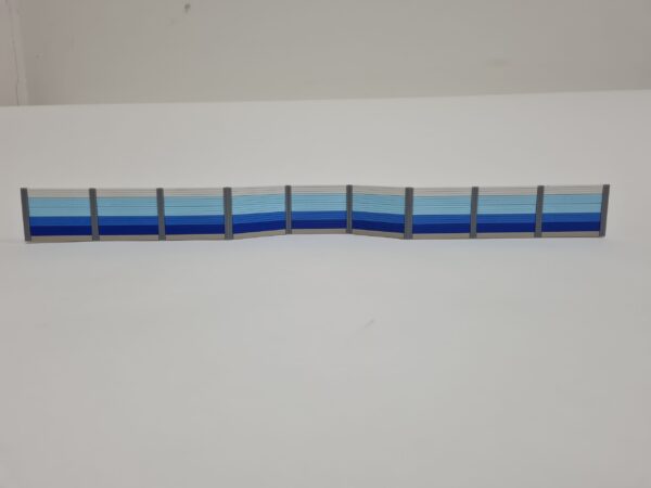 Lärmschutzwand H0. 45 mm hoch, mit Bucht, Felder 5,5cm, blau