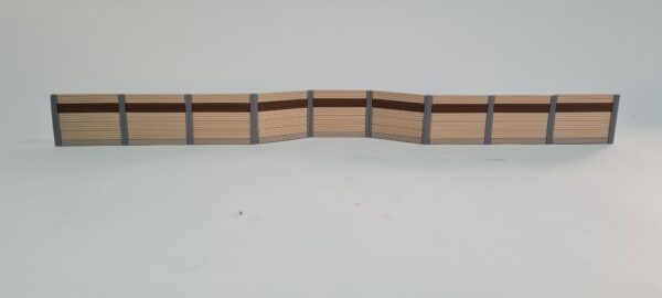 Lärmschutzwand H0. 45 mm hoch, mit Bucht, Felder 5,5cm, braun