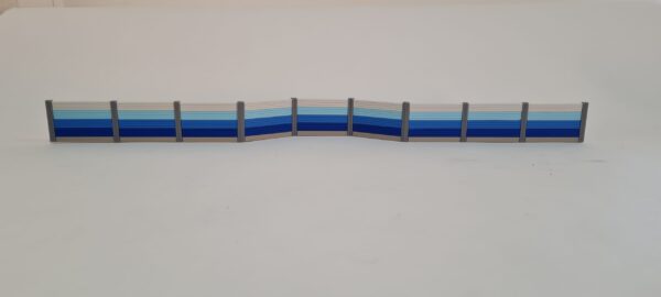 Lärmschutzwand H0. 38 mm hoch, mit Bucht, Felder 5,5 cm, blau